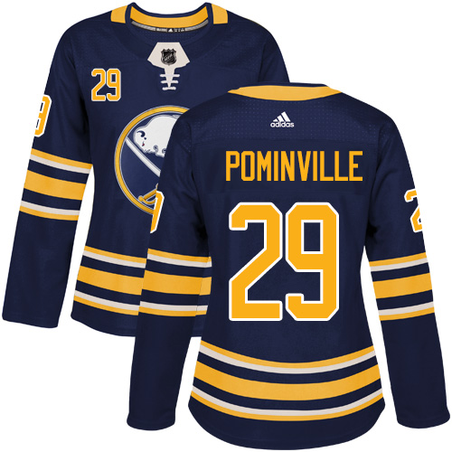 Adidas Buffalo Sabres 29 Jason Pominville Navy Blue Home Authentic Women Stitched NHL Jersey